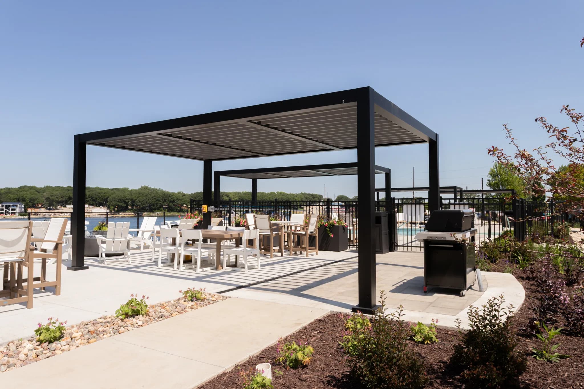 Community pool cabanas